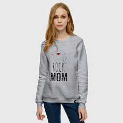 Свитшот хлопковый женский Rock mom надпись с короной, цвет: меланж — фото 2