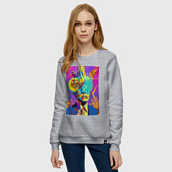 Свитшот хлопковый женский Andy Warhol - neural network - pop art, цвет: меланж — фото 2