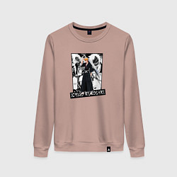 Свитшот хлопковый женский Ичиго Куросаки на фоне манги, цвет: пыльно-розовый