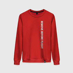Свитшот хлопковый женский Remove before flight, цвет: красный
