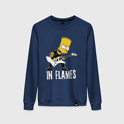 Свитшот хлопковый женский In Flames Барт Симпсон рокер, цвет: тёмно-синий