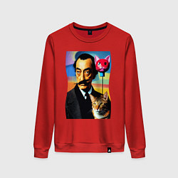 Свитшот хлопковый женский Salvador Dali and cat, цвет: красный