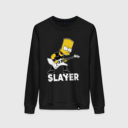 Свитшот хлопковый женский Slayer Барт Симпсон рокер, цвет: черный