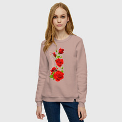 Свитшот хлопковый женский Прекрасная Полина - букет из роз, цвет: пыльно-розовый — фото 2