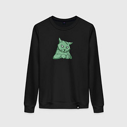 Свитшот хлопковый женский Кот зомби, цвет: черный