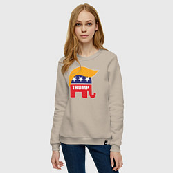 Свитшот хлопковый женский Trump elephant, цвет: миндальный — фото 2