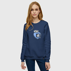 Свитшот хлопковый женский Снеговик в ледяном сердце прячется от лета, цвет: тёмно-синий — фото 2