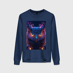 Свитшот хлопковый женский Ночная магическая сова, цвет: тёмно-синий