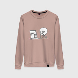 Свитшот хлопковый женский Мемный программист, цвет: пыльно-розовый