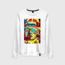 Свитшот хлопковый женский Энди Уорхол - поп-арт - автопортрет, цвет: белый