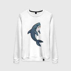 Свитшот хлопковый женский Недовольная плюшевая акула, цвет: белый