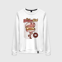 Свитшот хлопковый женский Im a burger girl, цвет: белый