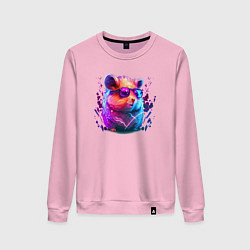 Свитшот хлопковый женский Красочный хомяк в очках, цвет: светло-розовый