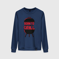 Свитшот хлопковый женский Born to grill, цвет: тёмно-синий