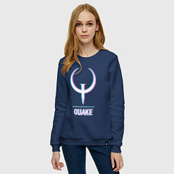 Свитшот хлопковый женский Quake в стиле glitch и баги графики, цвет: тёмно-синий — фото 2