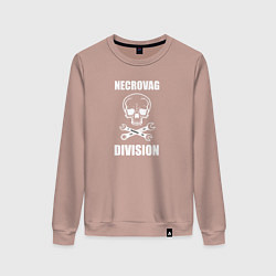 Свитшот хлопковый женский Necrovag white division, цвет: пыльно-розовый