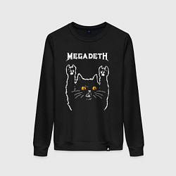 Свитшот хлопковый женский Megadeth rock cat, цвет: черный