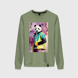 Женский свитшот Панда в модной куртке - акварель