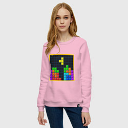 Свитшот хлопковый женский Tetris, цвет: светло-розовый — фото 2