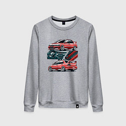 Свитшот хлопковый женский Mitsubishi Lancer Evolution IX V1, цвет: меланж