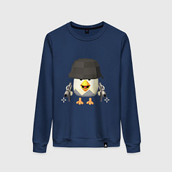 Свитшот хлопковый женский Chicken Gun в каске, цвет: тёмно-синий