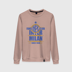 Свитшот хлопковый женский Inter Milan fans club, цвет: пыльно-розовый
