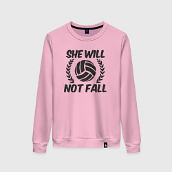 Свитшот хлопковый женский She will not fall, цвет: светло-розовый