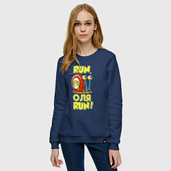 Свитшот хлопковый женский Run Оля run, цвет: тёмно-синий — фото 2