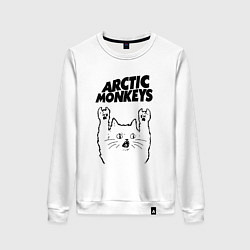 Свитшот хлопковый женский Arctic Monkeys - rock cat, цвет: белый