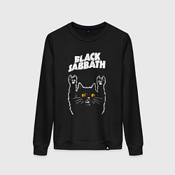 Свитшот хлопковый женский Black Sabbath rock cat, цвет: черный