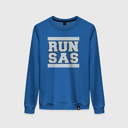 Свитшот хлопковый женский Run San Antonio Spurs, цвет: синий