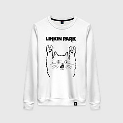 Свитшот хлопковый женский Linkin Park - rock cat, цвет: белый