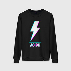 Свитшот хлопковый женский AC DC glitch rock, цвет: черный