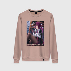 Свитшот хлопковый женский Кафка с узи, цвет: пыльно-розовый