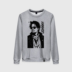 Свитшот хлопковый женский Johnny Depp - graphics, цвет: меланж