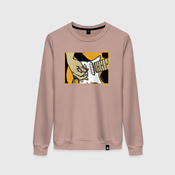 Свитшот хлопковый женский Рок-гитара, цвет: пыльно-розовый