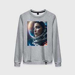 Свитшот хлопковый женский Взгляд в космос астронафта, цвет: меланж