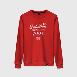 Свитшот хлопковый женский Fabulous since 1991, цвет: красный