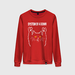 Свитшот хлопковый женский System of a Down rock cat, цвет: красный