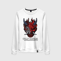 Свитшот хлопковый женский Samurai logo, цвет: белый