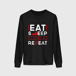 Свитшот хлопковый женский Надпись eat sleep Hitman repeat, цвет: черный