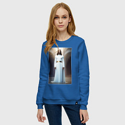 Свитшот хлопковый женский Иисус Христос, цвет: синий — фото 2