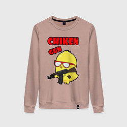 Свитшот хлопковый женский Chicken machine gun, цвет: пыльно-розовый