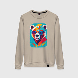 Свитшот хлопковый женский Pop-Art Panda, цвет: миндальный