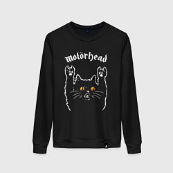 Свитшот хлопковый женский Motorhead rock cat, цвет: черный