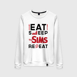Женский свитшот Надпись: eat sleep The Sims repeat