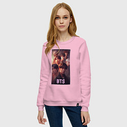 Свитшот хлопковый женский BTS art style, цвет: светло-розовый — фото 2