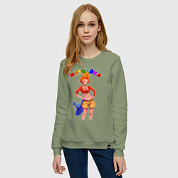 Свитшот хлопковый женский Незнайка, цвет: авокадо — фото 2