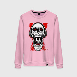 Свитшот хлопковый женский DnB skull, цвет: светло-розовый