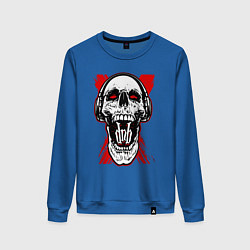 Свитшот хлопковый женский DnB skull, цвет: синий
